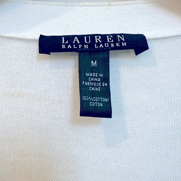 Lauren Ralph Lauren White Cardigan Sweater with Gold Buttons Size Medium - Picture 3 of 6